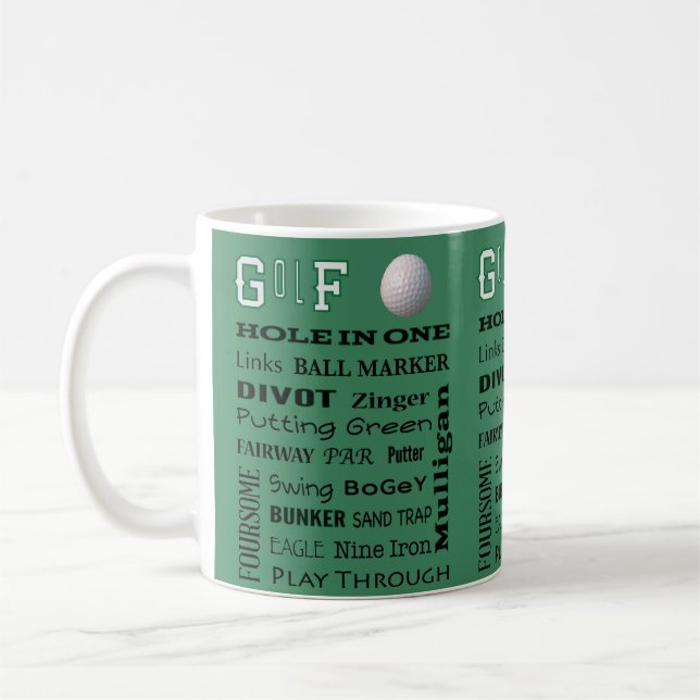 GOLF typography for the Avid Golfer Coffee Mug (Left)