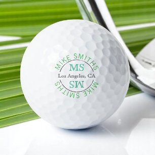 Golf Typography Monogram Name golfplayer Golf Balls