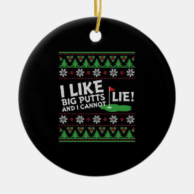 Golf Ugly Christmas Ceramic Ornament (Front)