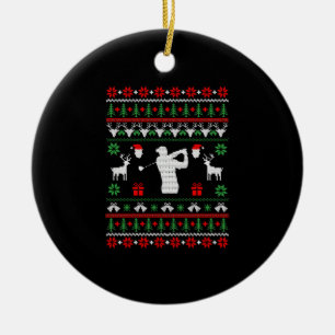 Golf Ugly Christmas Sweater Ceramic Ornament