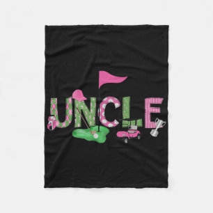 Golf Uncle Pink Hole In One Golf 1st Birthday Girl Fleece Blanket
