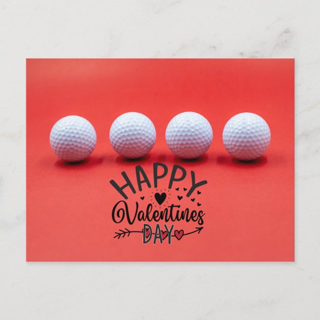 Golf Valentine's Day with golf balls are on red Postcard (Front)