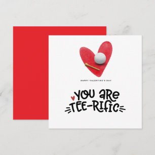 Golf Valentine's Day with golf balls  on red heart Holiday Card
