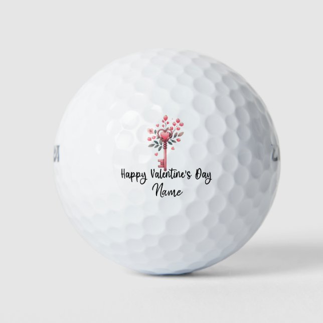 Golf Valentine's Day with Heart Key Golf Balls (Front)