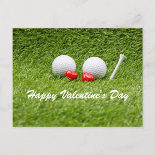 Golf Valentine's two golf balls love heart Postcard