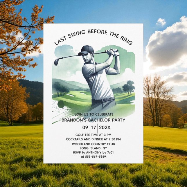 Golf Watercolor Bachelor Party  Invitation (Creator Uploaded)