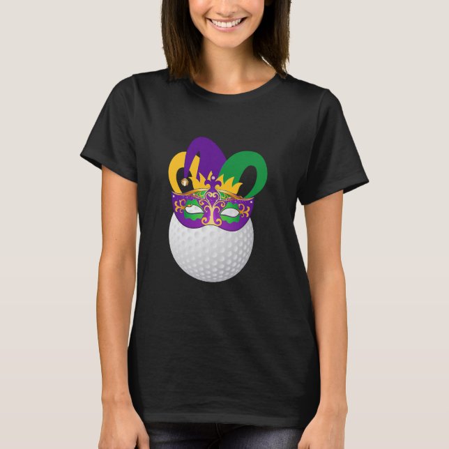 Golf Wearing Mardi Gras Carnival Mask T-Shirt (Front)