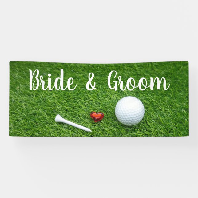 Golf wedding banner golf ball and love on green (Horizontal)
