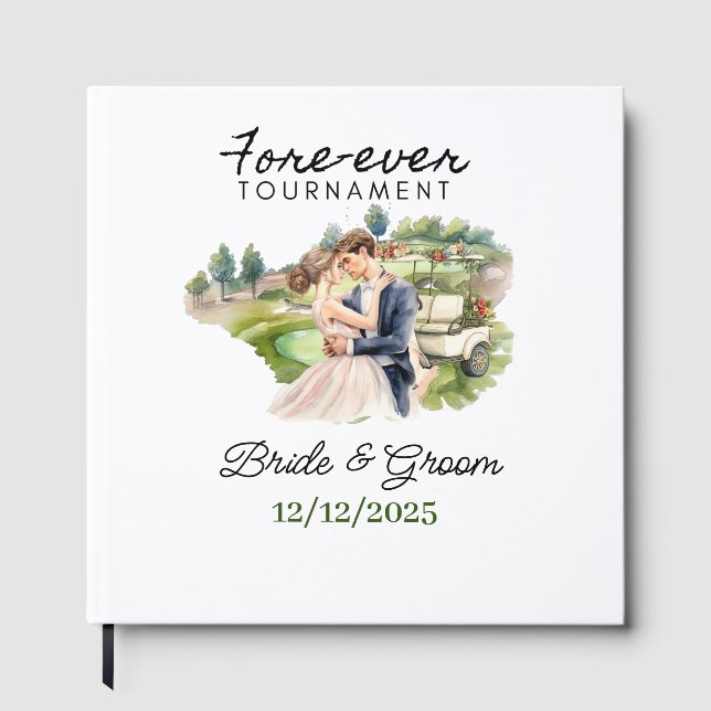 GOLF Wedding  Bride and Groom Golfer Golf Balls Guest Book (Front)