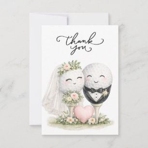 Golf Wedding bride and groom Thank You Card