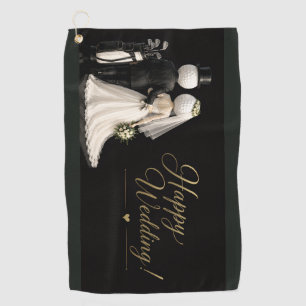 Golf Wedding Bride & Groom ball Towel