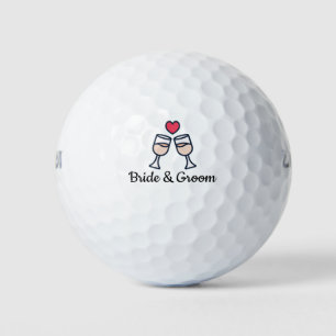 Golf Wedding Bride & Groom Name with love Balls