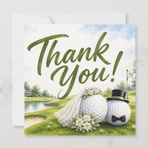 Golf Wedding Bride & Groom Thank you  Card