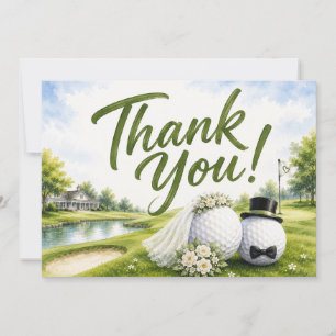 Golf Wedding Bride & Groom Thank you  Card