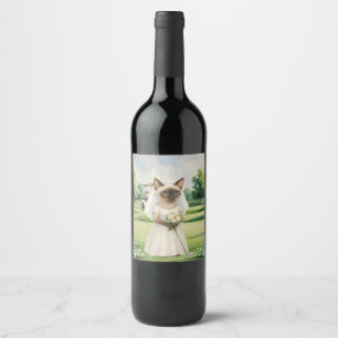 Golf Wedding Cat Lovers on the course for Bride  Wine Label