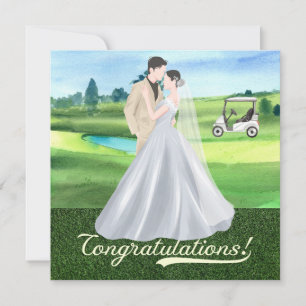 Golf Wedding Congratulations with bride and groom