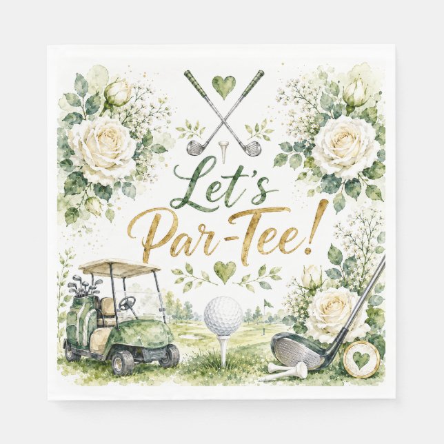 Golf Wedding Floral Let's Par Tee  Napkin (Front)