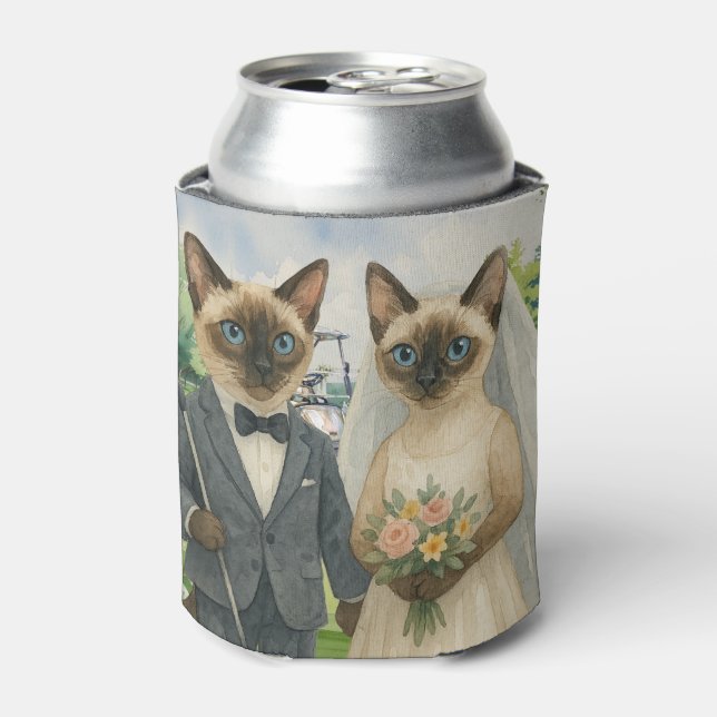 Golf Wedding for Cat Lovers on the course Can Cooler (Can Front)