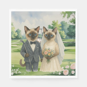Golf Wedding for Cat Lovers on the course Napkin