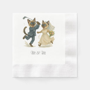 Golf Wedding for Cat Lovers watercolor style Napkin