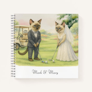 Golf Wedding for Cat Lovers watercolor style Notebook