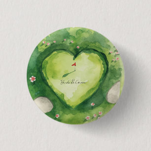 Golf wedding heart shaped golf course 3 cm round badge