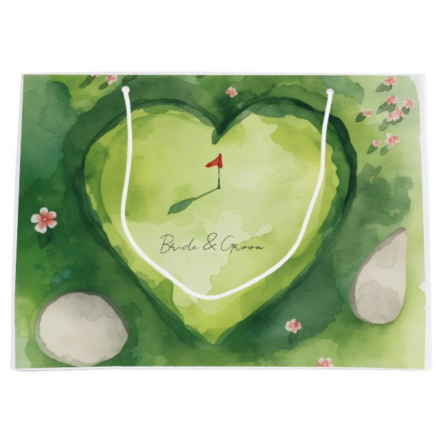 Golf wedding heart shaped golf course large gift bag (Front)