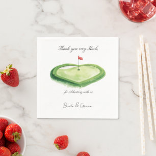 Golf wedding heart shaped golf course napkin