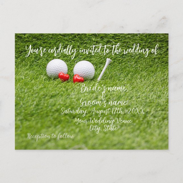 Golf Wedding Invitation card  for Golfer (Front)