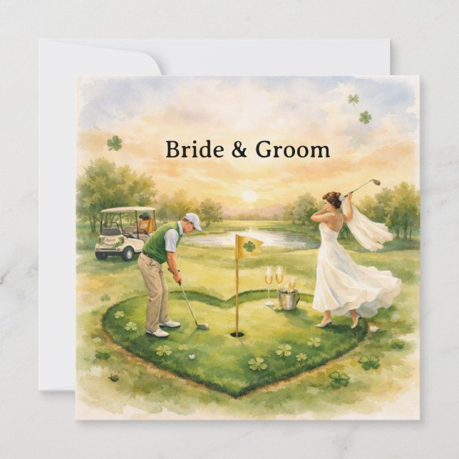 Golf Wedding Lucky in Love St. Patrick's Day theme Invitation (Front)
