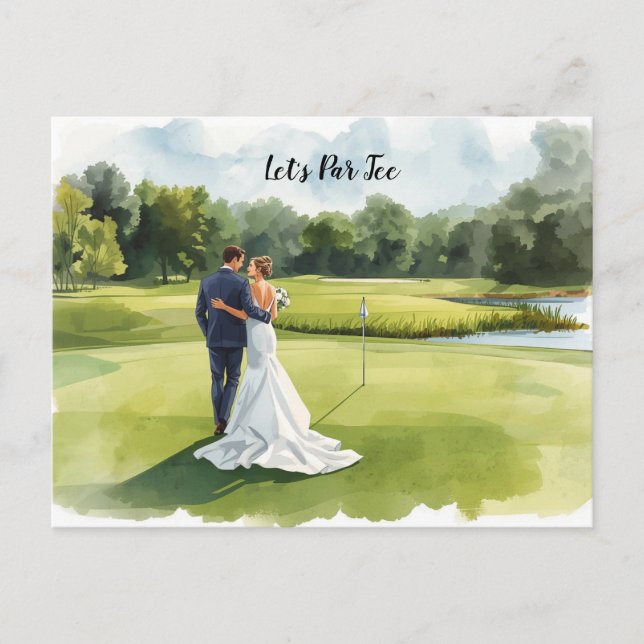 Golf Wedding Party with bride and groom Postcard (Front)