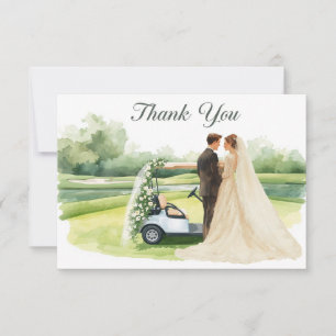 Golf Wedding Party with bride Thank you card