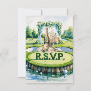 GOLF wedding R.S.V.P. respond watercolor style RSVP Card