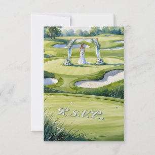 GOLF wedding R.S.V.P. respond watercolor style RSVP Card