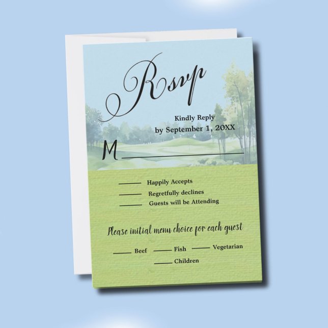 Golf Wedding RSVP Card QR Code Optional  (Creator Uploaded)