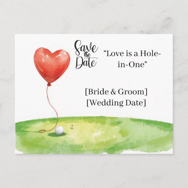 Golf Wedding Save the Date Elegant Golf Course  Postcard (Front)