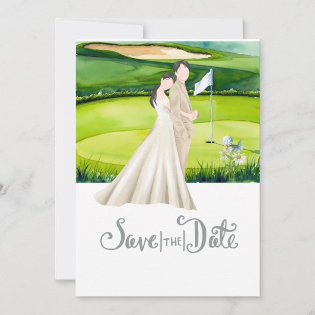 Golf Wedding Save the Date Golf themed  Invitation (Front)