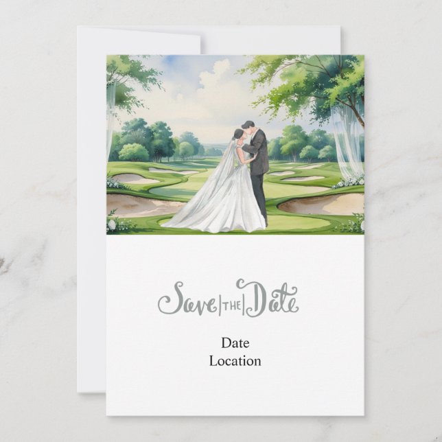 Golf Wedding Save the Date Golf themed  Invitation (Front)