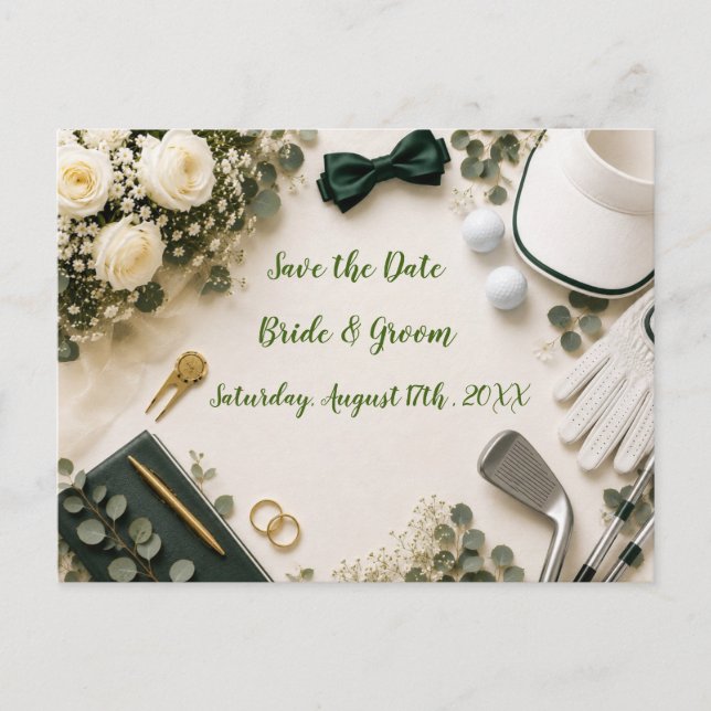 Golf Wedding Save the Date Invitation  Postcard (Front)