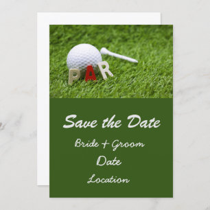 Golf Wedding save the date par to pair with ball Invitation