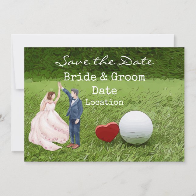 Golf Wedding save the date with love golfer Invitation (Front)