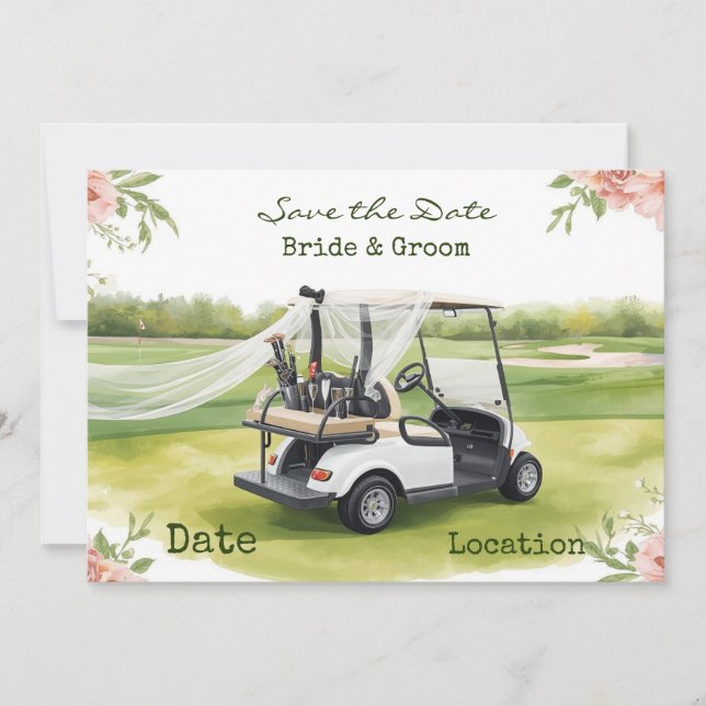 Golf Wedding save the date with love golfer Invitation (Front)