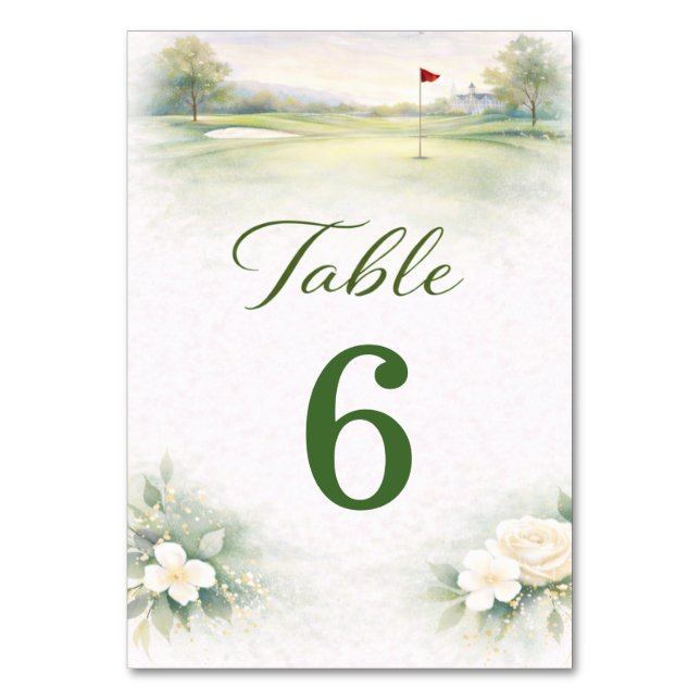 Golf Wedding Table Number Card (Front)