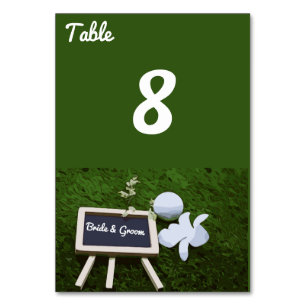Golf Wedding table number  card with golf ball