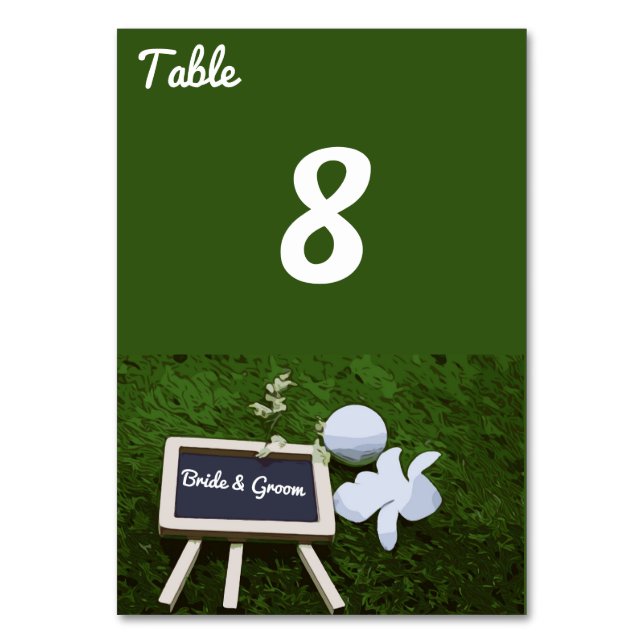 Golf Wedding table number  card with golf ball (Front)