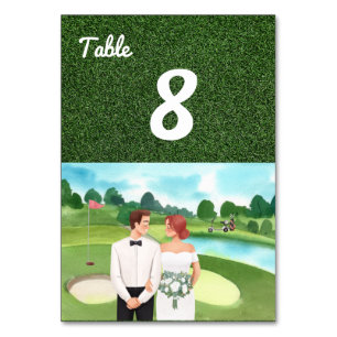 Golf Wedding table number  card with golf ball