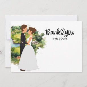 Golf Wedding Thank you card for Golfer watercolor