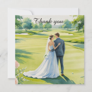 Golf Wedding Thank you card for Golfer watercolor