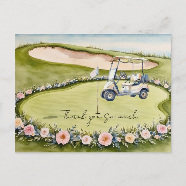 Golf wedding thank you card golf course watercolor (Front)