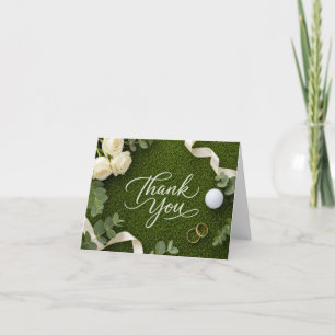 Golf Wedding Thank You Handwritten Green Grass Card